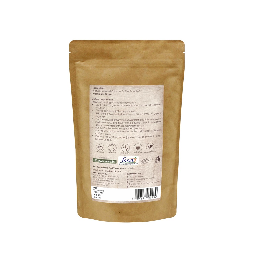 CO FEE CO Organic Roasted Robusta Coffee Powder 150g