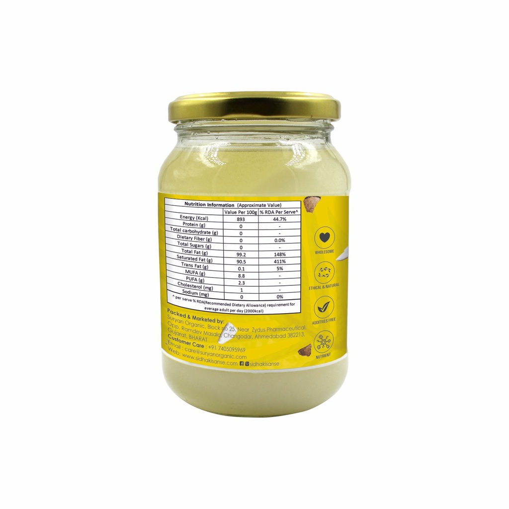 Sidha Kisan Se Organic Cold Pressed Coconut Oil (Nariyel) 425gm